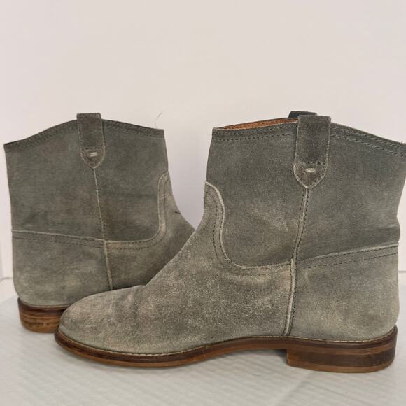 Madewell The Pull On Ankle Boot Techno Grey Suede Leather Sz 6.5 Western Boho - Picture 5 of 10